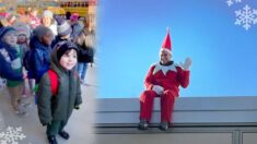 Director juega al «elfo» y sorprende a alumnos en el tejado para inspirar el espíritu navideño