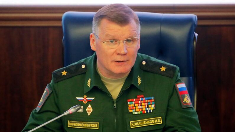 El portavoz del Ministerio de Defensa ruso, Ígor Konáshenkov, en una foto de archivo del 4 de mayo de 2018. EFE/Maxim Shipenkov