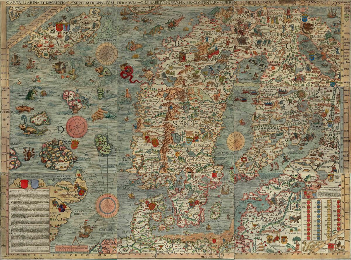 Mapa de Olaus Magnus “Carta Marina” de 1539. (Dominio público)