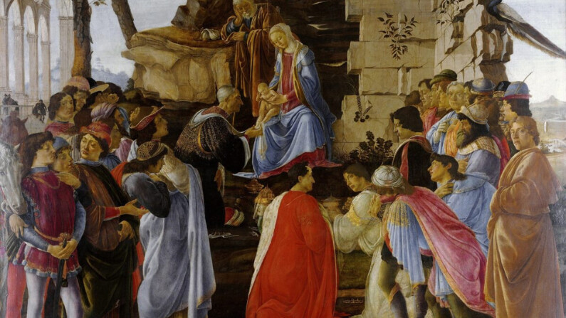 "Adoración de los Reyes Magos", 1476, de Sandro Boticelli. (Dominio público)