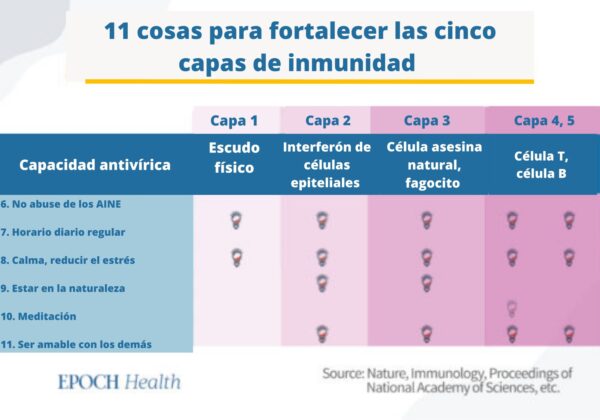 Más acciones que potencian la inmunidad antivírica. (The Epoch Times)