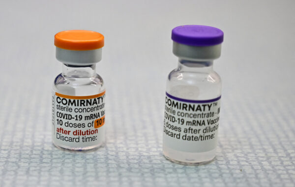 Viales de la vacuna COVID-19 con la marca Comirnaty en Berlín, Alemania, en una imagen de archivo. (Tobias Schwarz/AFP vía Getty Images)