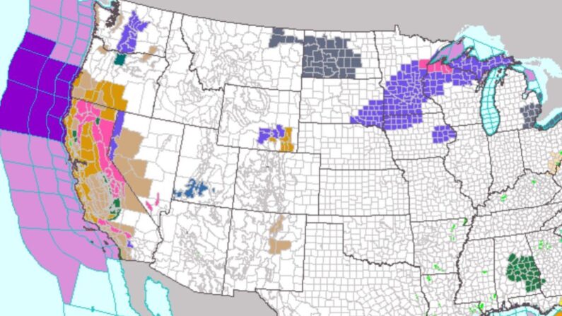 El Servicio Meteorológico Nacional advirtió el miércoles de que una "gran tormenta" y un "río atmosférico" azotarán California el miércoles y el jueves, provocando fuertes lluvias e inundaciones. (NWS)