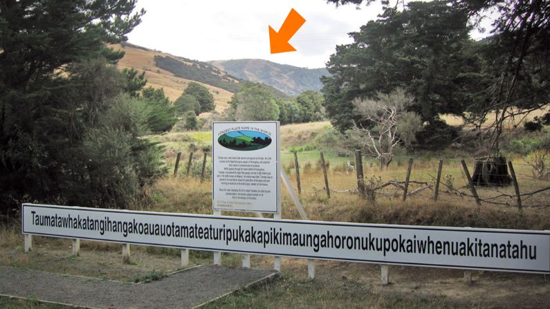 La colina con el nombre más largo del mundo en Nueva Zelanda. (Dominio público)