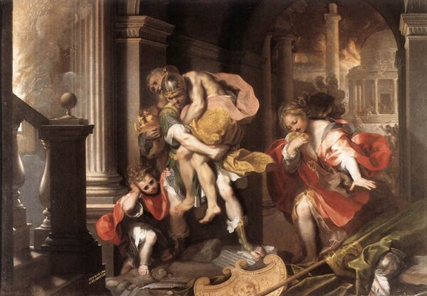 “Eneas huye de la ardiente Troya”, 1598, Federico Barocci. Galería Borghese, Roma, Italia. (Dominio público)