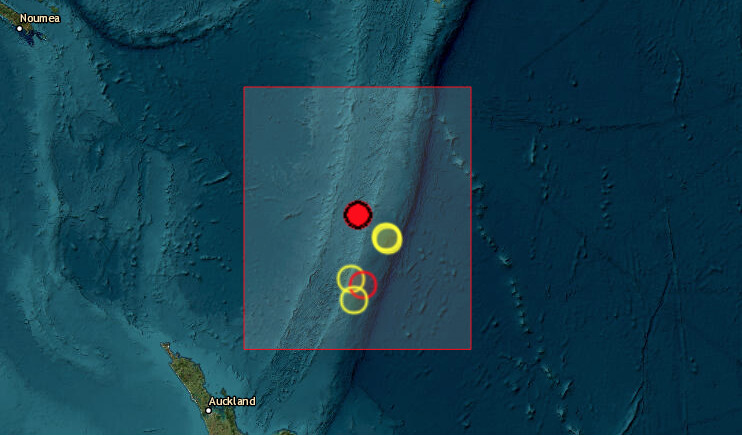 Un terremoto de magnitud 6.9 sacudió este sábado las islas Kermadec, un archipiélago situado en el norte de Nueva Zelanda, sin que las autoridades hayan informado de daños materiales graves ni víctimas o emitido alerta de tsunami. (Captura pantalla/EMSC)