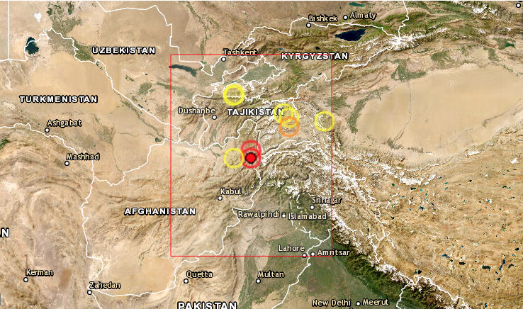 Un terremoto de magnitud 6.5 sacudió este martes el noreste de Afganistán, cerca de la frontera con Pakistán, Tayikistán y China, sin que por el momento se hayan reportado daños o víctimas. (Captura pantalla/EMSC)