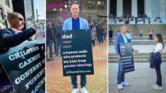 Papá se transforma en «valla publicitaria»  para proteger a sus hijas de la transición de género