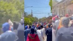 Policía de Nicaragua persigue a jóvenes que realizan procesión de Semana Santa en Nandaime