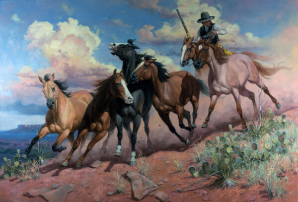 "Cinco caballos robados", de Jack Sorenson. (Cortesía de ©Jack Sorenson Fine Art, Inc)