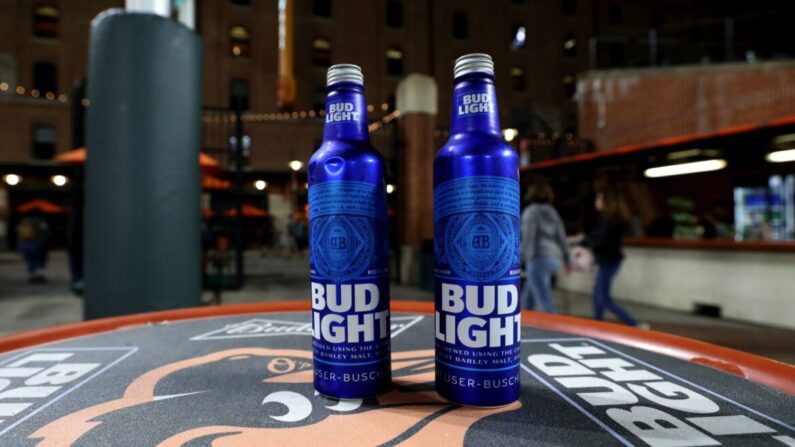 BALTIMORE, MARYLAND - SEPTEMBER 19: Bud Light beer cans sit on a table in right field during the Baltimore Orioles and Toronto Blue Jays game at Oriole Park at Camden Yards on September 19, 2019 in Baltimore, Maryland. (Photo by Rob Carr/Getty Images)