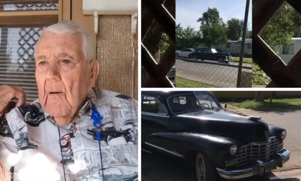 Walt observa su Cadillac de 1946 en la entrada de su casa. (Cortesía de Jerry Heasley)
