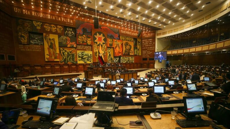 Fotografía de una sesión de debate en la Asamblea Nacional (Parlamento) en Quito (Ecuador).EFE/ José Jácome
