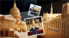Hombre usa 7.5 millones de cerillos para crear modelos de barcos, catedrales y del Capitolio de EEUU