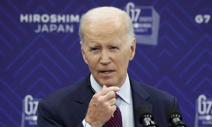 El presidente Joe Biden habla durante una conferencia de prensa posterior a la Cumbre de Líderes del G7 en Hiroshima, el 21 de mayo de 2023. (Kiyoshi Ota/Pool/AFP vía Getty Images)