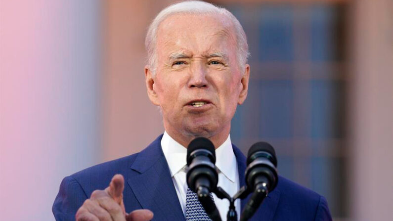 El presidente de Estados Unidos, Joe Biden, fue registrado el 16 de junio de 2023, durante una alocución, en el ala sur de la Casa Blanca, en Washington DC (EE.UU.). EFE/Yuri Gripas/Pool