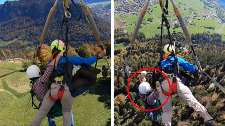 Aterrador: Turista vuela en ala delta sin arnés y sobrevive para contarlo I VIDEO