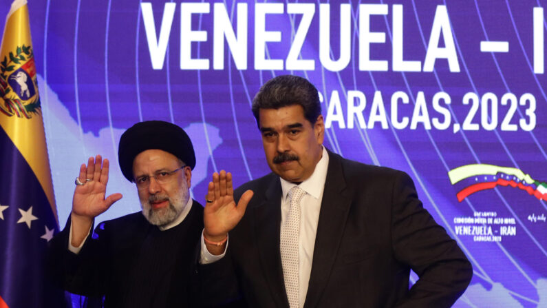 El líder iraní, Ebrahim Raisí, a su llegada a una declaración conjunta en Caracas, Venezuela este lunes 12 de junio, 2023. (EFE/ Rayner Peña)