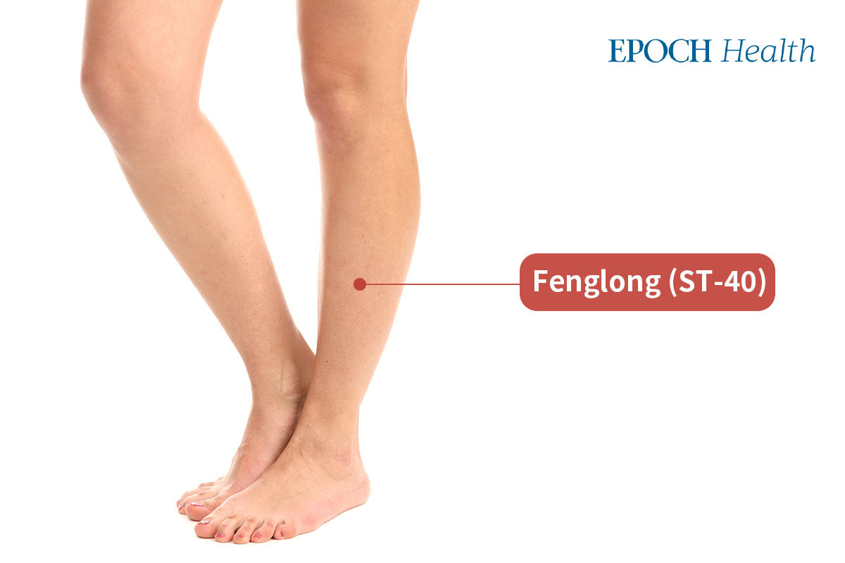 El punto de acupuntura Fenglong tiene el efecto de disipar la humedad, resolver la flema y eliminar la grasa. (The Epoch Times)