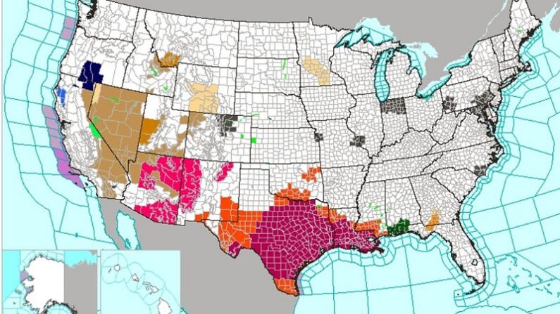 Las oficinas del Servicio Meteorológico Nacional (NWS) emitieron avisos de calor excesivo en todo el sur de Estados Unidos el 19 de junio de 2023. (NWS)
