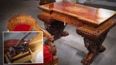 VIDEO: Antiguo escritorio de un rey con muchos compartimentos secretos, esto es lo que tiene adentro