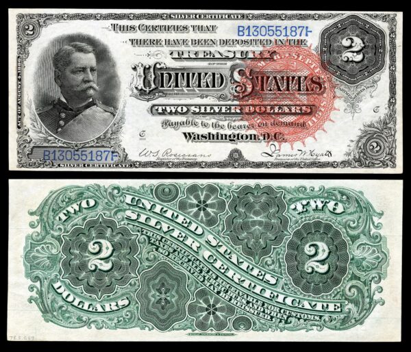 Billete de $2 de 1886. (Colección Numismática Nacional, Museo Nacional de Historia Americana/CC BY-SA 4.0)
