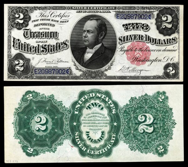 Un billete de $2 de 1891. (Colección Numismática Nacional, Museo Nacional de Historia Americana/CC BY-SA 4.0)