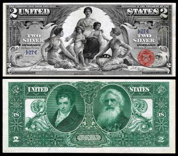 Billete de $2 de 1896. (Colección Numismática Nacional, Museo Nacional de Historia Americana/CC BY-SA 4.0)