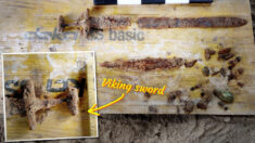 Pareja encuentra espada de más de 1000 años de antigüedad y una tumba vikinga en el patio de su casa