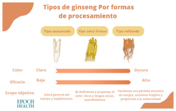 Los distintos métodos de procesamiento del ginseng afectan a su eficacia.