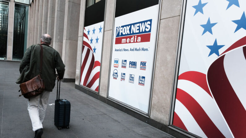 La sede de Fox News en Nueva York el 18 de abril de 2023. (Spencer Platt/Getty Images)