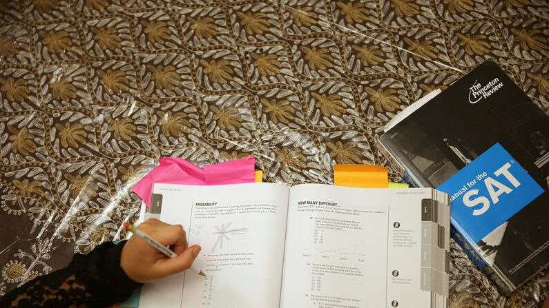Suzane Nazir utiliza un libro de preparación para el SAT de Princeton Review para estudiar para el examen el 6 de marzo de 2014 en Pembroke Pines, Florida. (Joe Raedle/Getty Images)