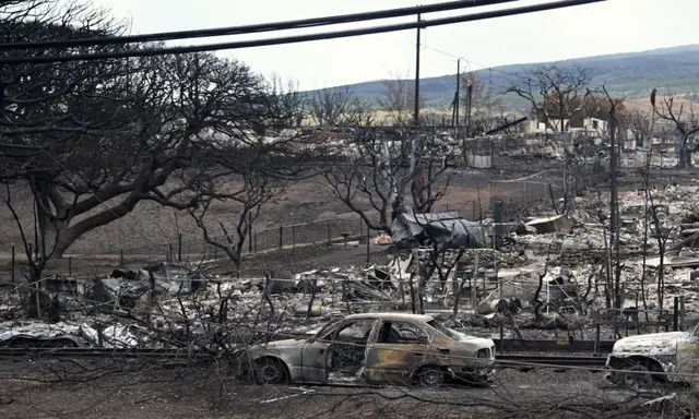Daños causados por un incendio en Lahaina, Hawái, el 21 de agosto de 2023. (Mandel Ngan/AFP vía Getty Images)
