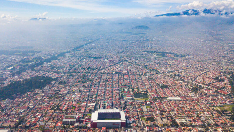 Vista aérea de Toluca el 2 de septiembre de 2018 sobre el Estadio Nemesio Díez en el Estado de México, México. (Héctor Vivas/Getty Images)