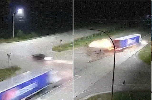 VÍDEO: Conductores salen milagrosamente ilesos de una colisión entre un semirremolque y un coche