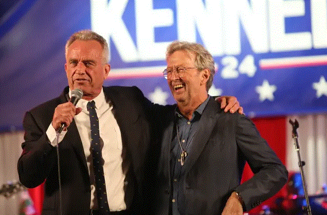 Eric Clapton y su banda actuaron en un evento privado para recaudar fondos en apoyo del candidato presidencial Robert F. Kennedy Jr. en Los Ángeles, California, el 18 de septiembre de 2023. (Cortesía del Equipo Kennedy, Kennedy24.com)