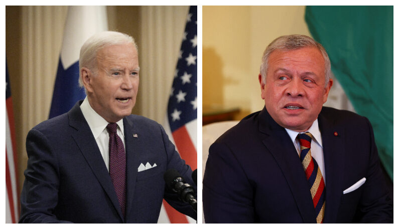 El presidente de EE.UU., Joe Biden, habla en una rueda de prensa conjunta con el presidente de Finlandia tras la cumbre de líderes nórdicos-estadounidenses celebrada en Helsinki el 13 de julio de 2023.  (Foto de ALESSANDRO RAMPAZZO/AFP vía Getty Images) El primer ministro británico Rishi Sunak habla mientras se reúne con el rey Abdullah II de Jordania en el 10 de Downing Street el 15 de octubre de 2023 en Londres, Inglaterra. (Foto de Hannah McKay - WPA Pool/Getty Images)