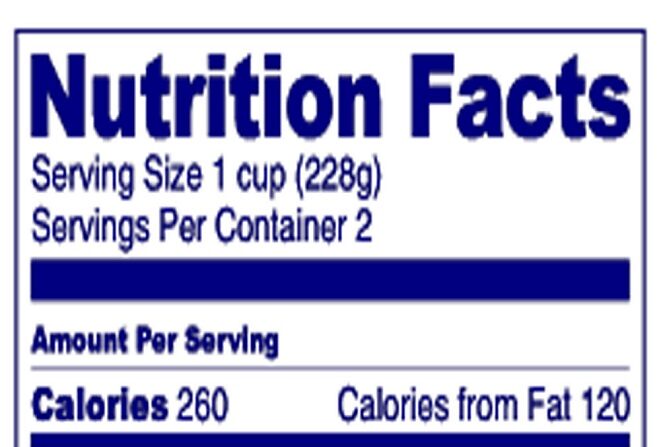 En esta imagen facilitada por la Administración de Alimentos y Medicamentos de EE.UU. (FDA), se muestra una etiqueta nutricional de alimentos en la que se ha añadido información sobre las grasas transaturadas. (FDA/Getty Images)