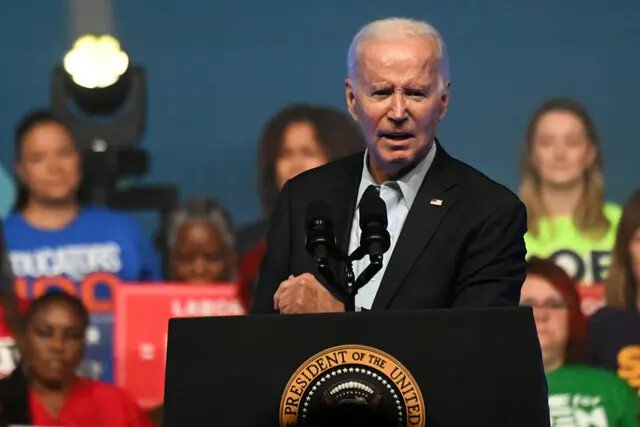 El presidente Joe Biden se dirige a los trabajadores sindicalizados en Filadelfia, Pensilvania, el 17 de junio de 2023. (Mark Makela/Getty Images)
