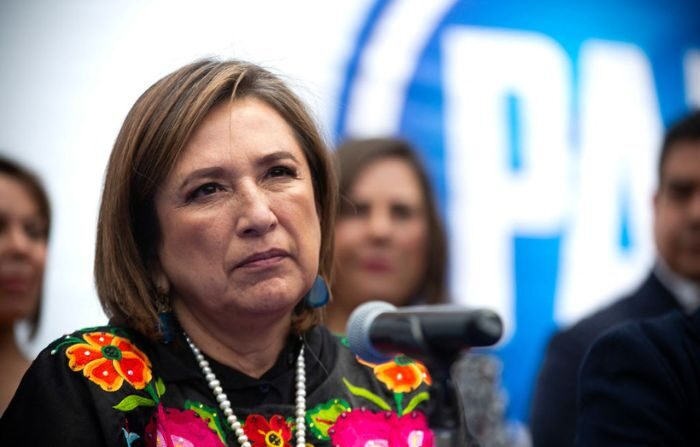 Una foto de archivo de la precandidata presidencial Xóchitl Gálvez, durante una rueda de prensa en la sede del Partido Acción Nacional en Ciudad de México, el 29 de agosto de 2023. (RODRIGO OROPEZA/AFP via Getty Images)