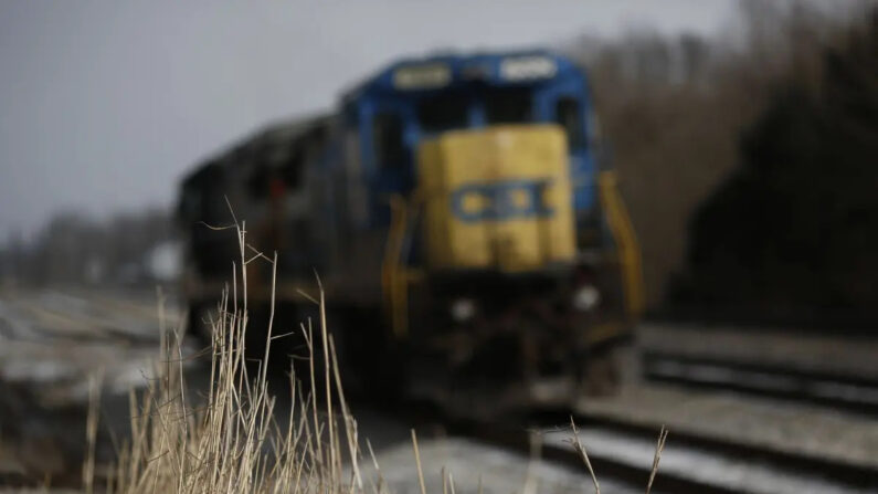 Un par de locomotoras General Electric C40-8 propiedad de CSX Transportation permanecen paradas en una vía muerta en Worthville, Kentucky, el 6 de enero de 2014. (Luke Sharrett/Getty Images)