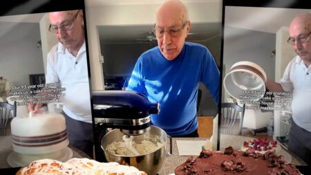 Abuelo de 94 años es maestro pastelero, sorprende a sus nietos en cada visita y se hace viral