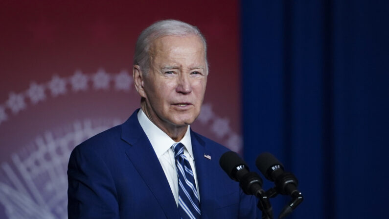 El presidente Joe Biden pronuncia un discurso en el Centro Médico del Departamento de Asuntos de Veteranos George E. Wahlen en Salt Lake City, Utah, el 10 de septiembre de 2023. (Madalina Vasiliu/The Epoch Times)