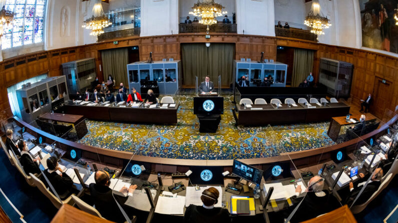 Una audiencia pública de la Corte Internacional de Justicia (CIJ), en el Palacio de la Paz el 7 de marzo de 2022 en La Haya (Países Bajos). (Frank van Beek/CIJ vía Getty Images)