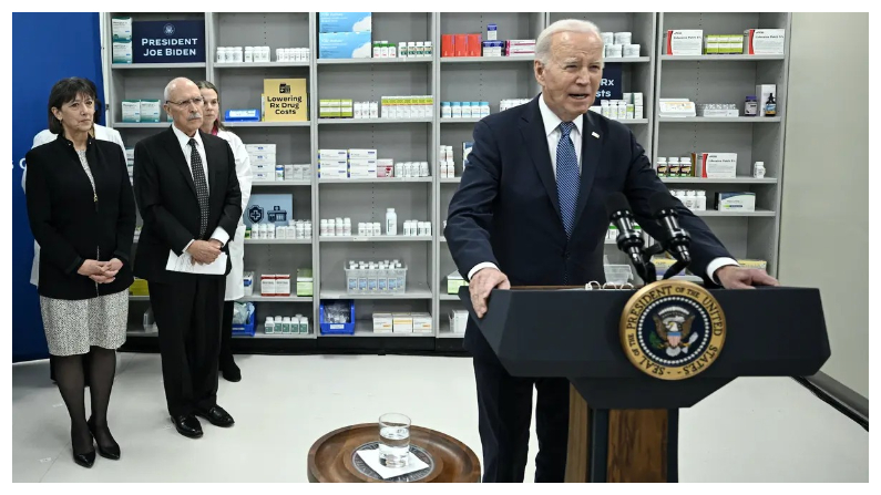 El presidente de EE.UU., Joe Biden, habla sobre la reducción de los costes de los medicamentos con receta en los Institutos Nacionales de Salud en Bethesda, Maryland, el 14 de diciembre del 2023. (Brendan Smialowski/AFP vía Getty Images)