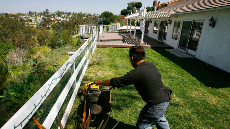 Un jardinero podando el césped en una foto de archivo. (David McNew/Getty Images)
