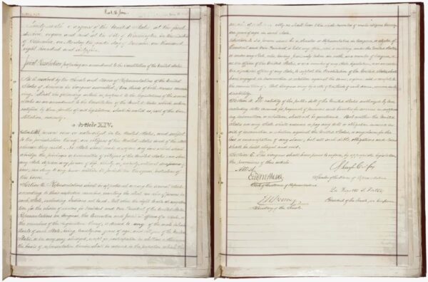 La 14ª Enmienda de la Constitución de los Estados Unidos. (Archivos Nacionales de Estados Unidos)
