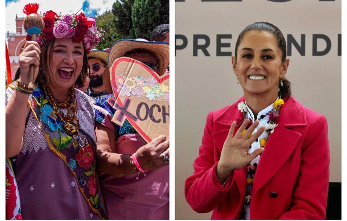 Combo de fotografías de archivo que muestra a las candidatas a la Presidencia de México Xóchitl Gálvez (i), por el opositor Frente Amplio por México, y Claudia Sheinbaum (d), por el oficialista Movimiento de Regeneración Nacional (Morena), durante actos de precampaña en Ciudad de México (México). EFE/ Carlos López/Felipe Gutiérrez/Archivo