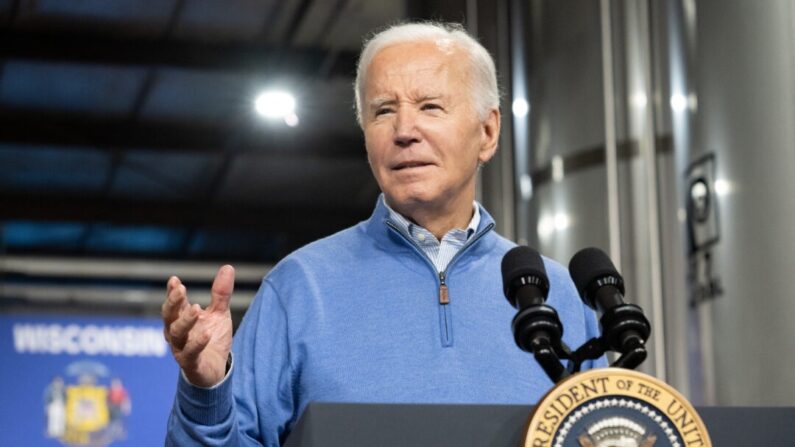 El presidente Joe Biden habla en Superior, Wisconsin, el 25 de enero de 2024. (Saul Loeb/AFP vía Getty Images)
