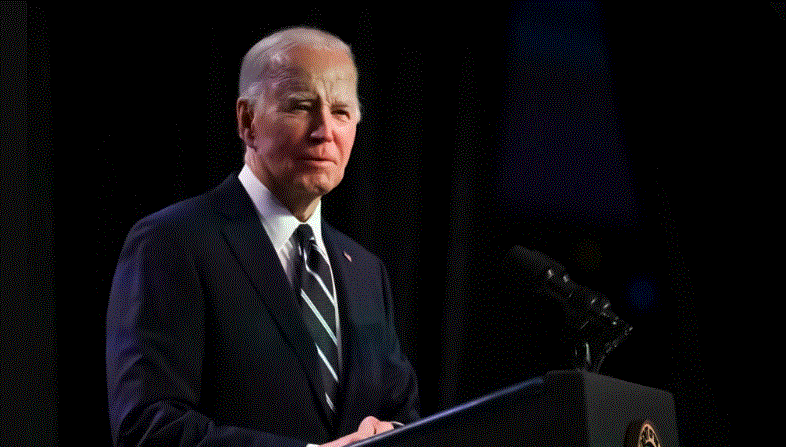 El presidente Joe Biden habla durante la Conferencia Legislativa de la Asociación Nacional de Condados en el Washington Hilton en Washington el 12 de febrero de 2024. (Jim Watson/AFP vía Getty Images)